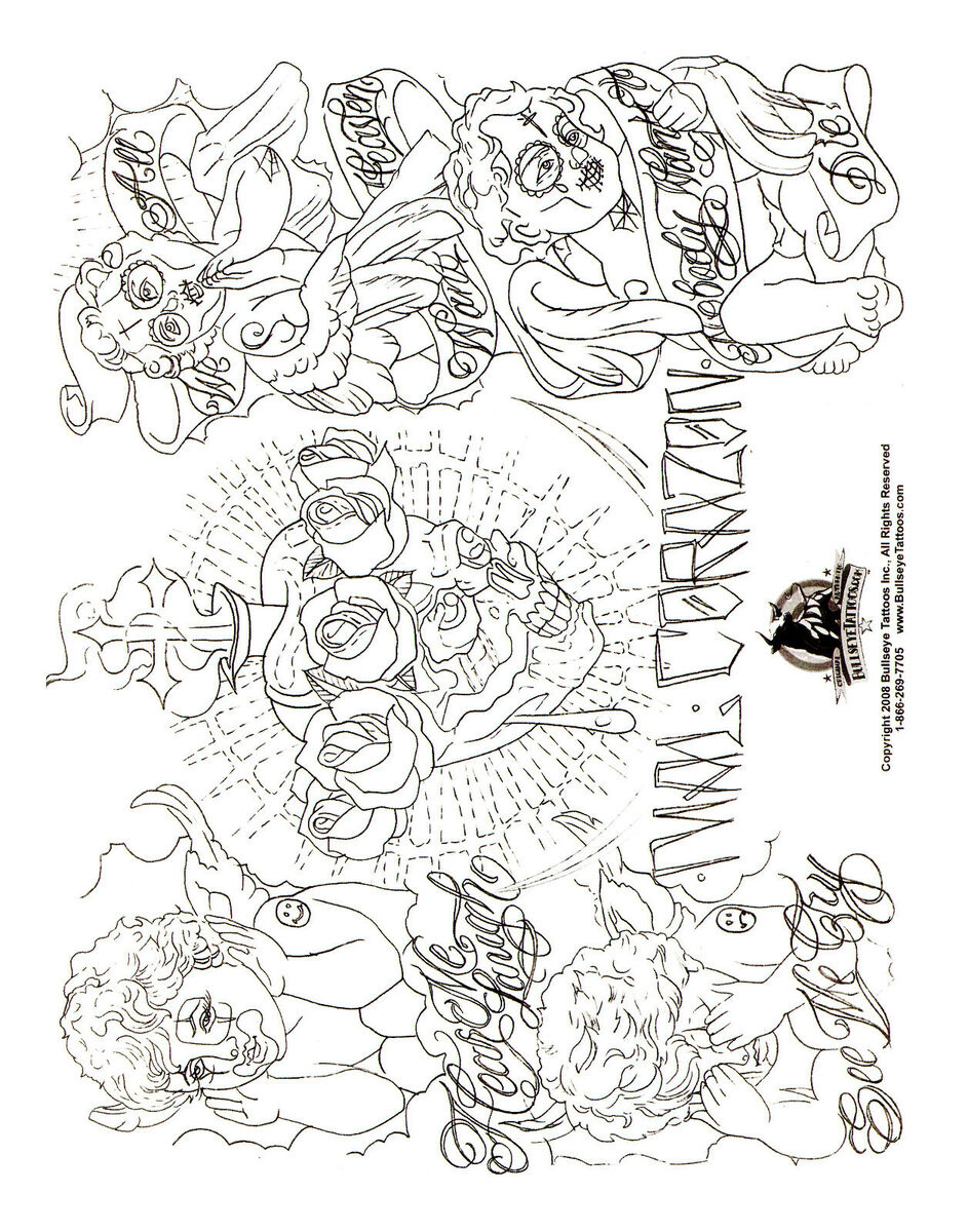 Boog gangsta style tattoo flash set sheets with linework gangster x