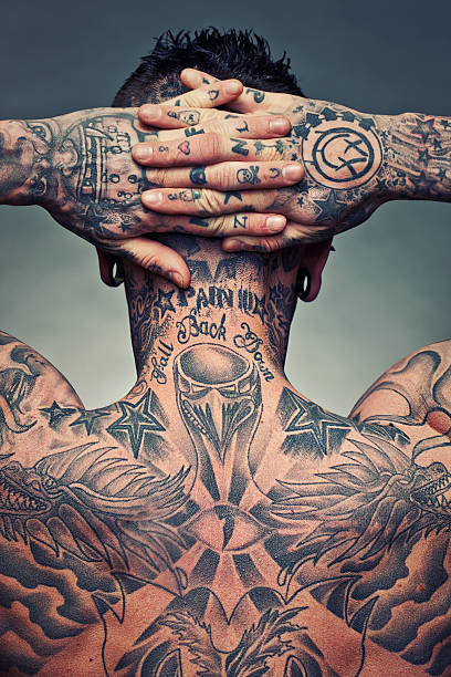 Download Cool Men With Tattoo Blue Aesthetic Wallpaper | Wallpapers.com