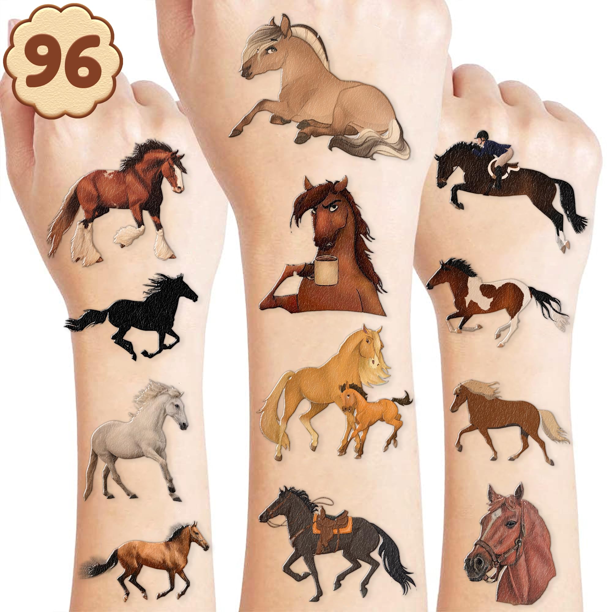 Hojas piezas tatuajes temporales de caballo para niãos suministros de fiesta de cumpleaãos regalos calanãas de tatuajes regalos sãºper lindos decoraciones de fiesta niãas niãos aula premios escolares temãticos