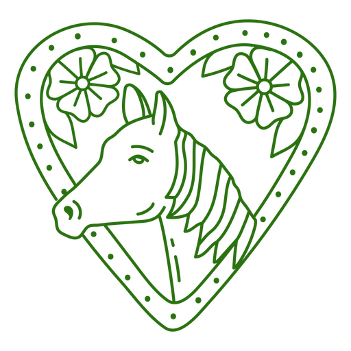 Diseão png y svg de caballo en tilo de tatuaje de corazãn para camisetas