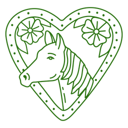 Diseão png y svg de caballo en tilo de tatuaje de corazãn para camisetas