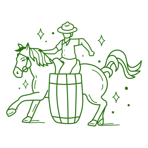 Diseão png y svg de vaquero a caballo con elemento de tatuaje de barril para camisetas