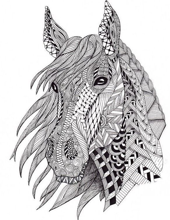 Pin by crystal bauer on adult coloring pag zentangle animals horse coloring pag zentangle art