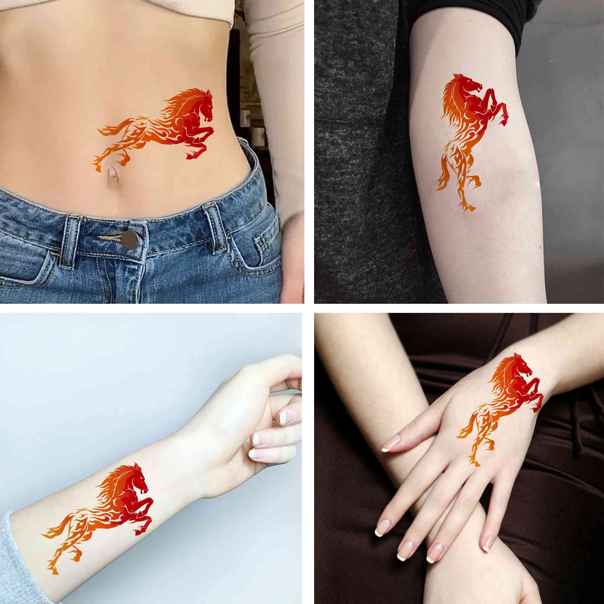 Dopetattoo hojas temporales tatuaje caballo tatuaje tatuaje falso tatuaje para mujeres hombres niãas tatuaje mano belleza y cuidado personal