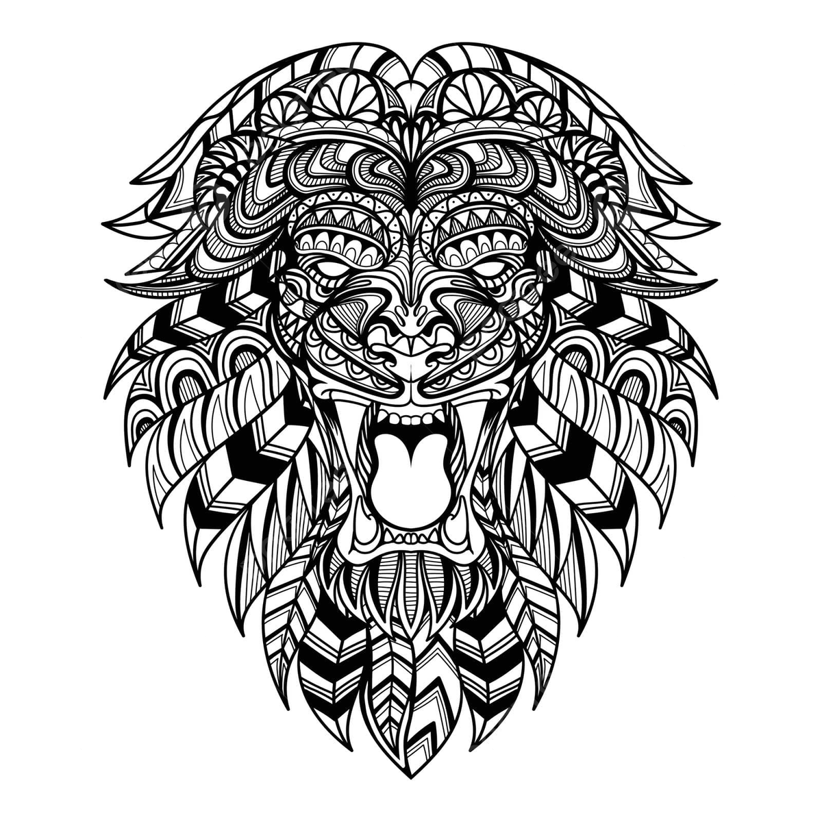 Dibujo de ilustraciãn una cabeza leãn enojada reprentada en pãgina para colorear tilo mandala zentangle vector png dibujos dibujo de leon dibujo de rata hombre dibujando png y vector para dcargar gratis