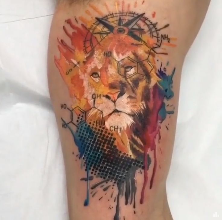 Watercolor lion tattoo on watercolor lion lion tattoo and tatuajes leones diseão de tatuaje de leãn tatuajes