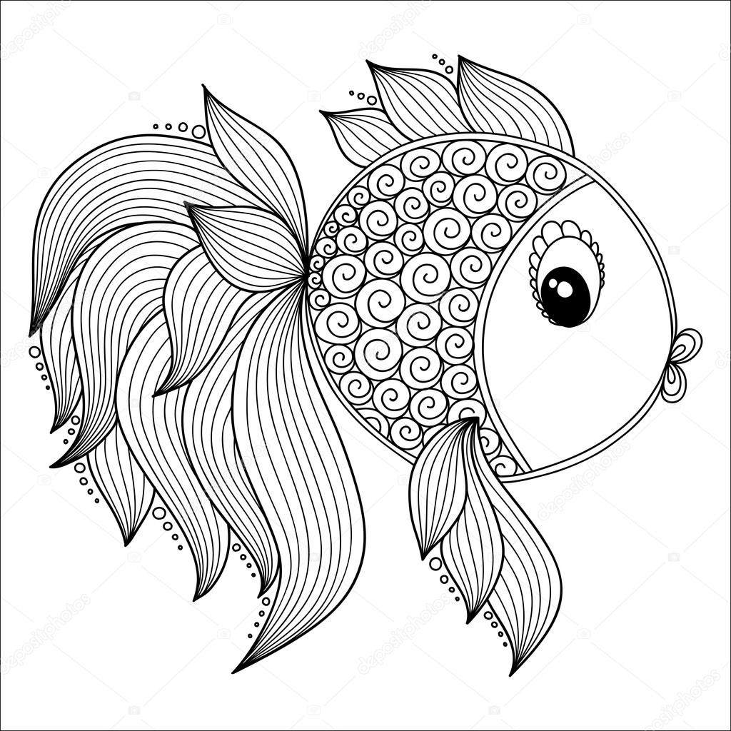 Patrãn para colorear libro vector peces de dibujos animados ilustraciãn de stock de karpenyuk