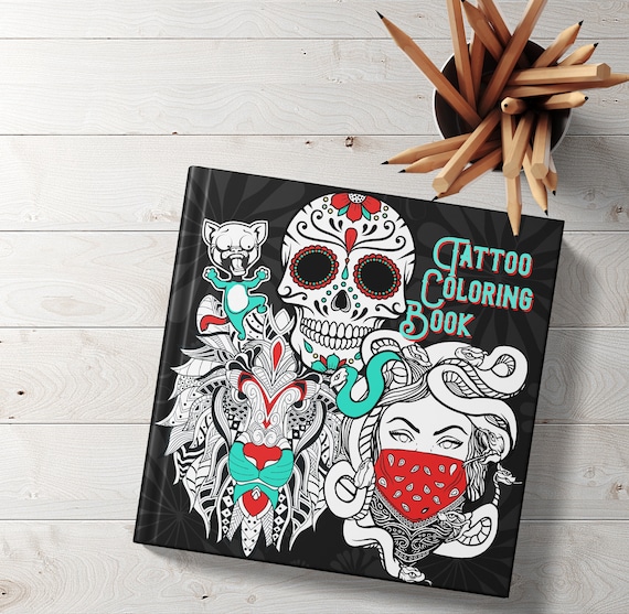 Libro para colorear tatuajes mejores obras de arte diseãos de alta calidad calaveras de azãºcar tatuajes de la vieja escuela nueva escuela tapa blanda