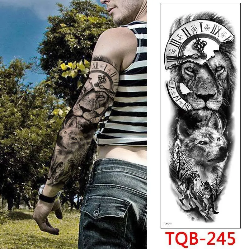 Otros suministros de tatuaje brazo grande para hombr impermeable etiqueta temporal manga pcado crãneo falso mujer de â