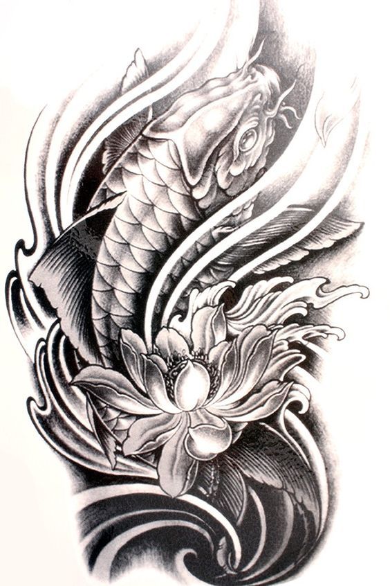 Diseão tatuaje de pez coi tatuaje koi en el brazo tatuajes de pescado koi tatuajes de moda