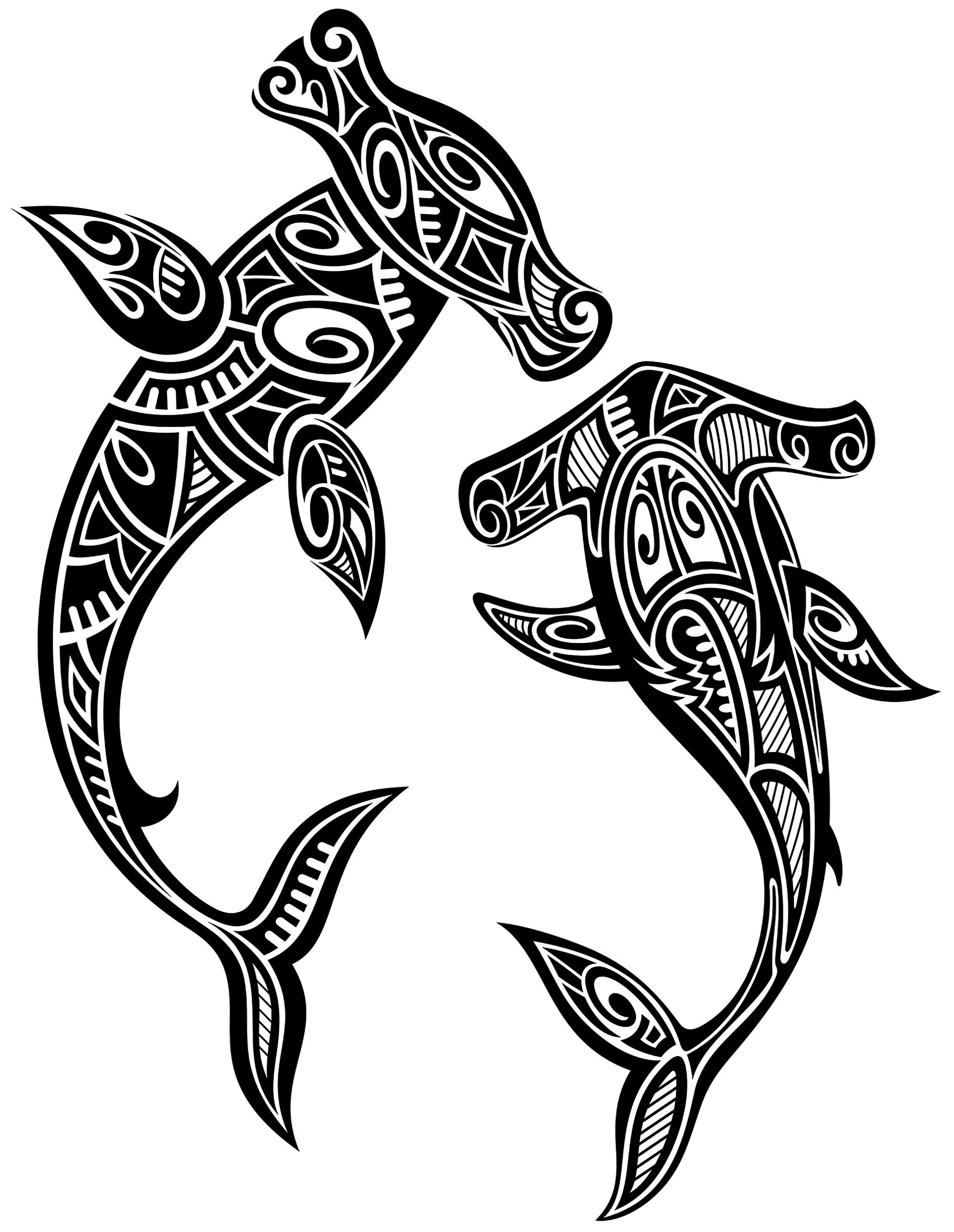 Sheets temporary fake tattoos for men adults hammer sharks in maori tribal style temporary fake tattoo for women neck arm chest for woman beauty personal care