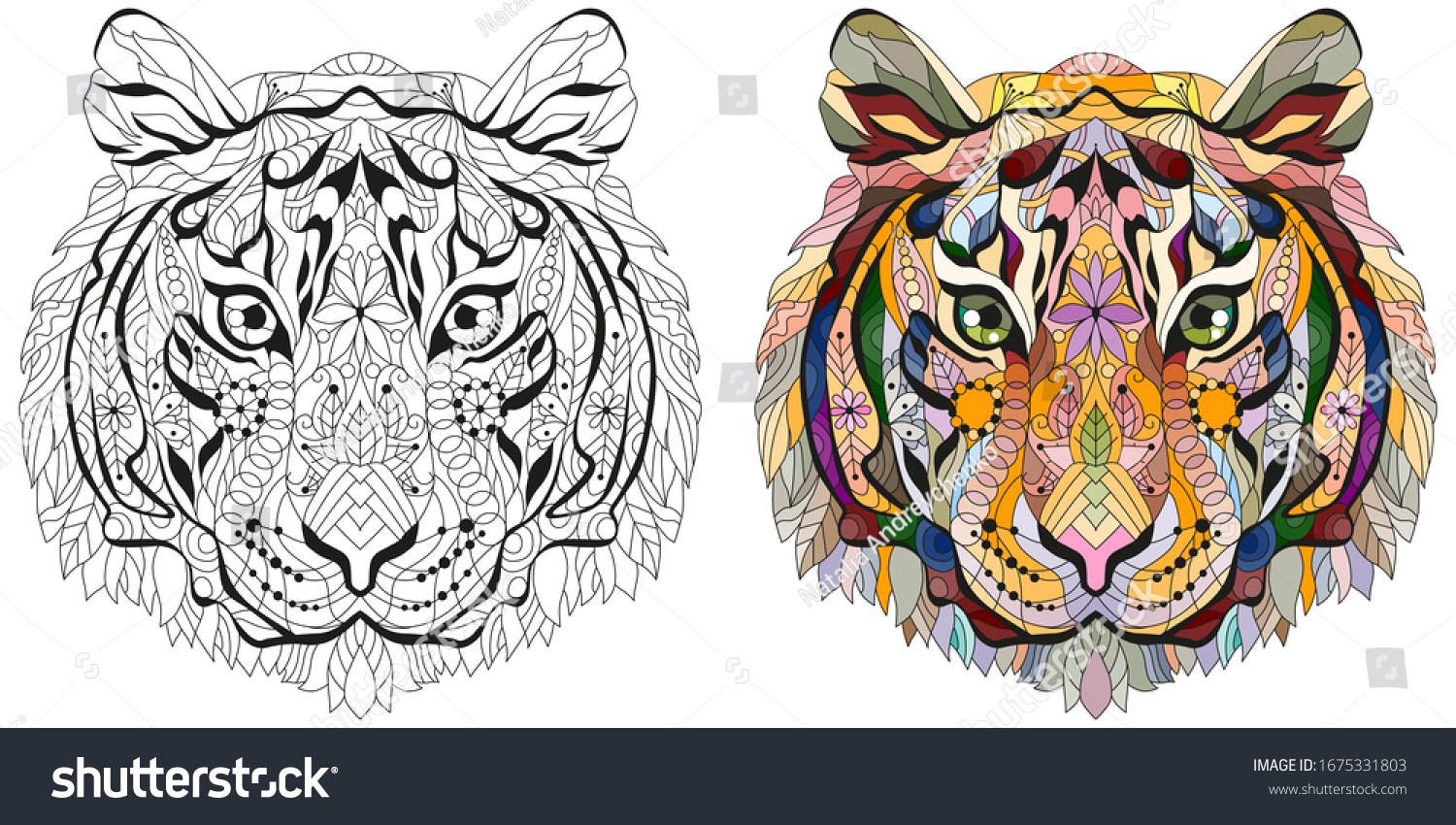 Imãgenes fotos de stock objetos en d y vectores sobre tiger adult coloring page