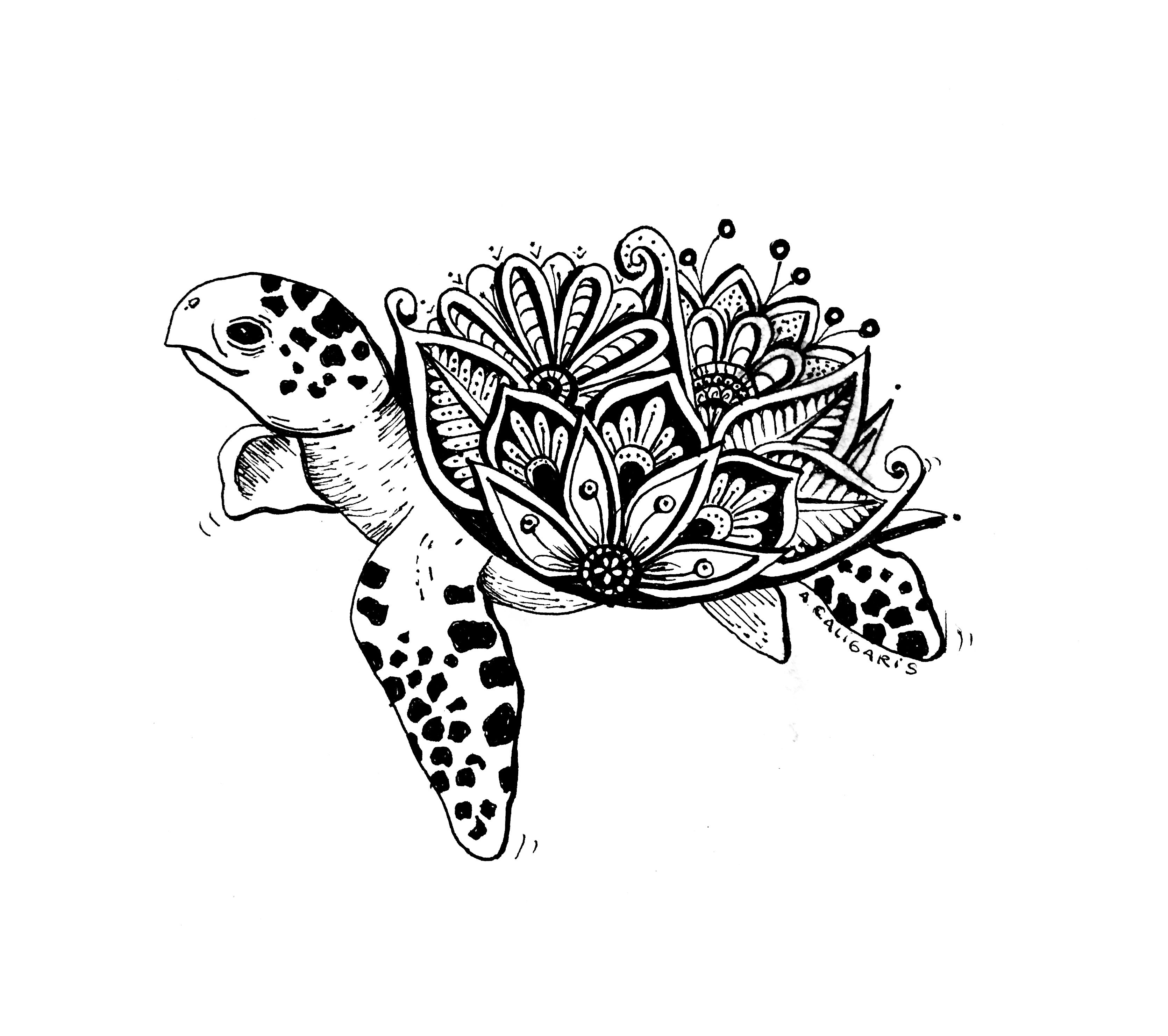 Tortuga marina turtle tattoo designs floral back tattoos turtle tattoo