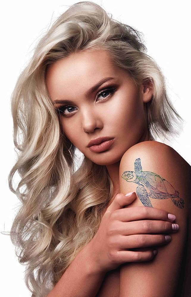 Dopetattoo hojas de tatuajes temporales tortugas marinas tortuga tatuaje temporal cuello brazo pecho para mujeres hombres adultos belleza y cuidado personal