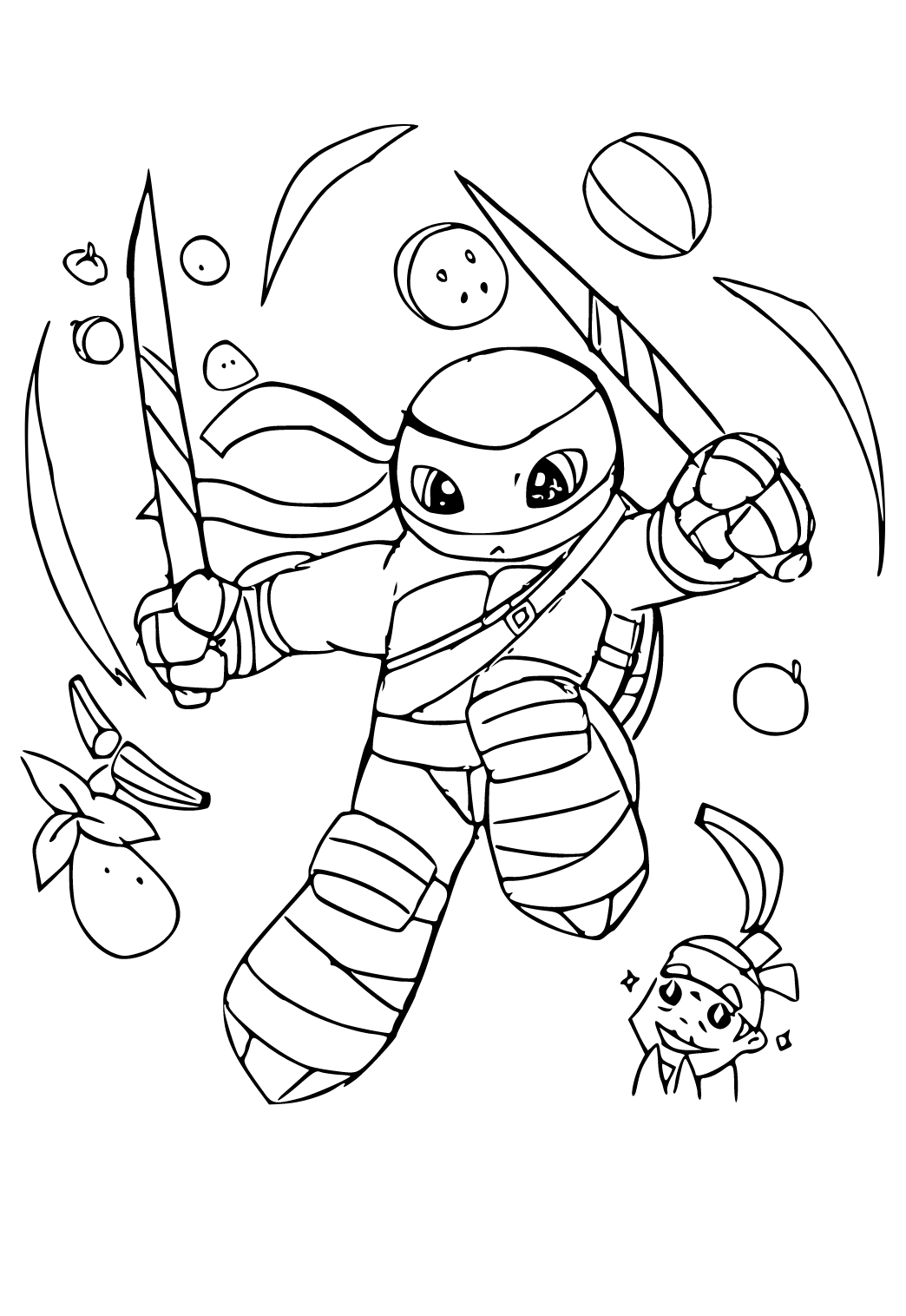 Dibujo e imagen ninja tortuga para colorear y imprimir gratis para adultos y niãos