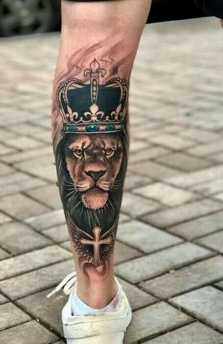 Â pin savageangelou leg tattoo men calf tattoo men lion leg tattoo