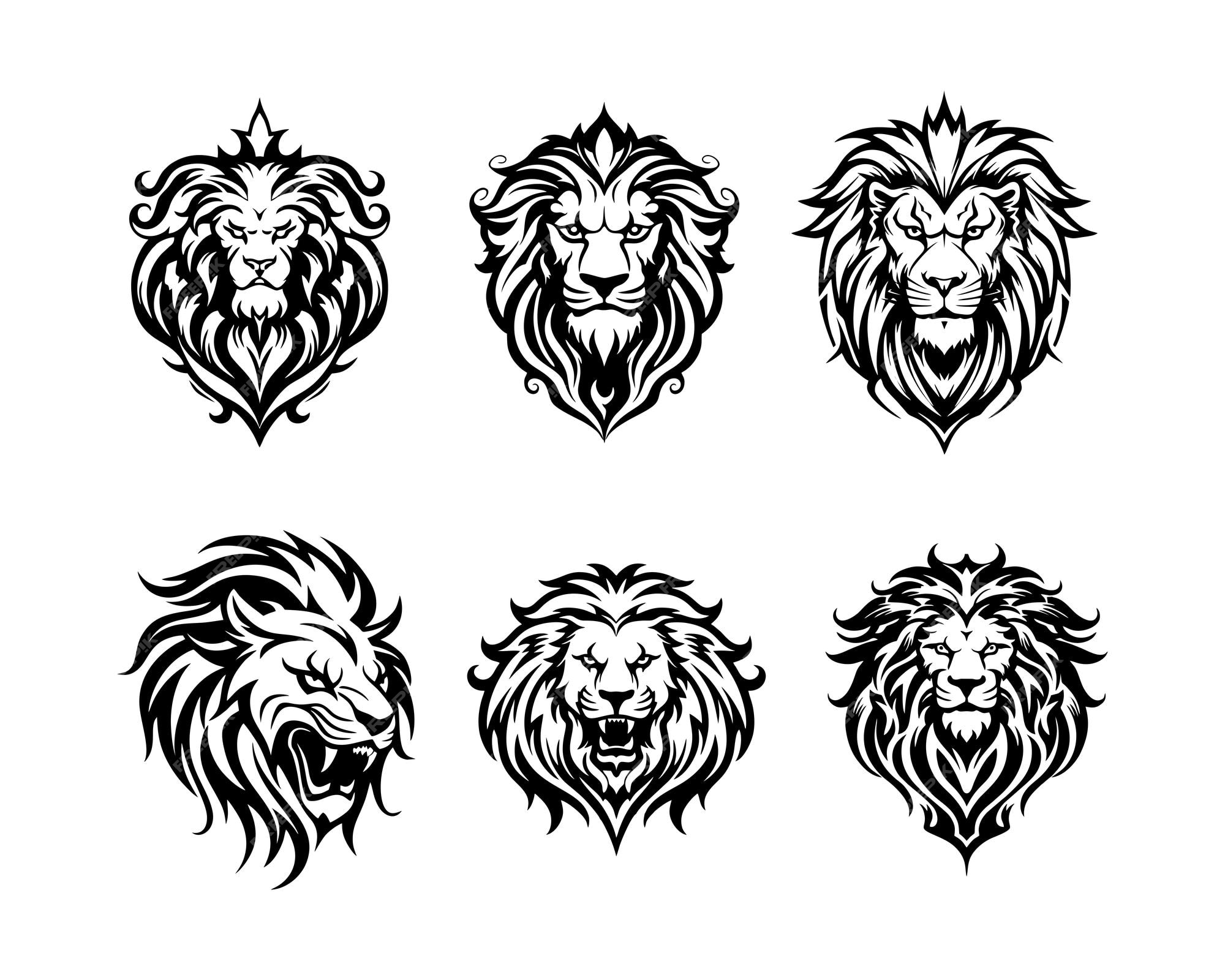 Premium vector lion head tattoo