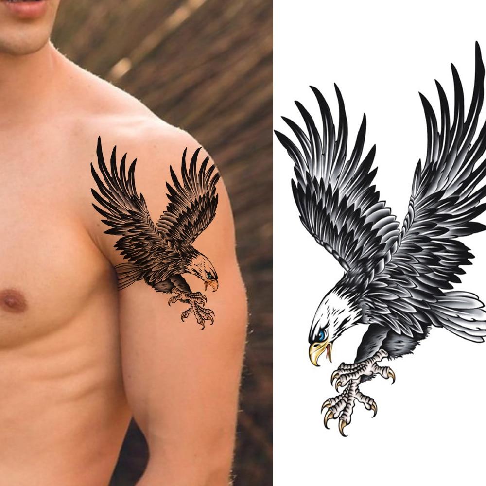 Prar tatuajes temporales realistas de ãguila calva falsa d para hombres niãos viejos lobo dragãn gato sirena pegatinas de tatuaje tatuajes de flores para brazo tienda online