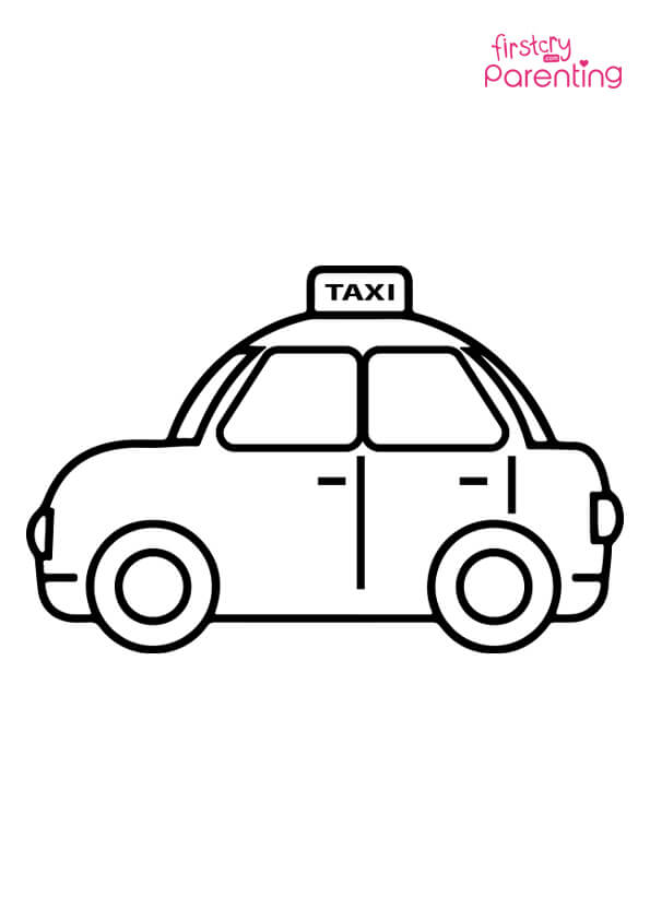 Taxi outline coloring page for kids