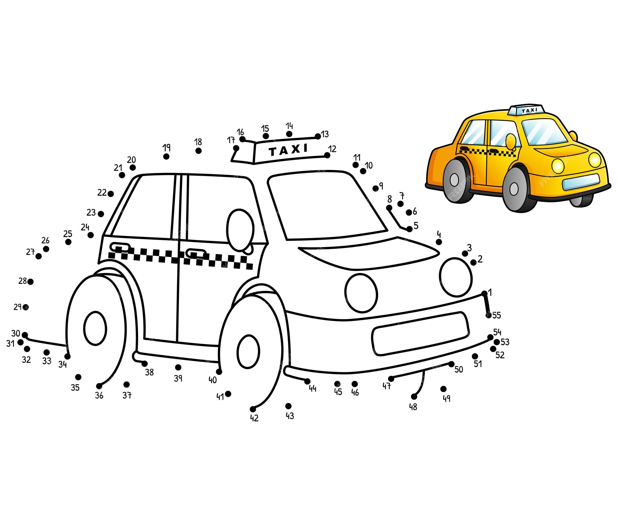 Premium vector dot to dot taxi isolated coloring page for kids