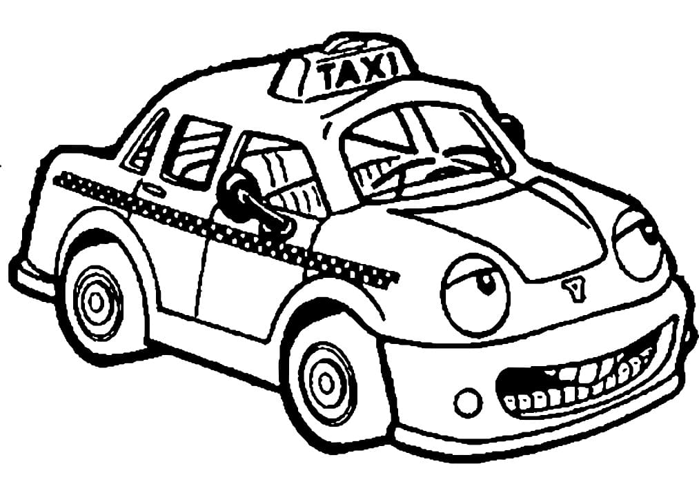 Cartoon taxi coloring page