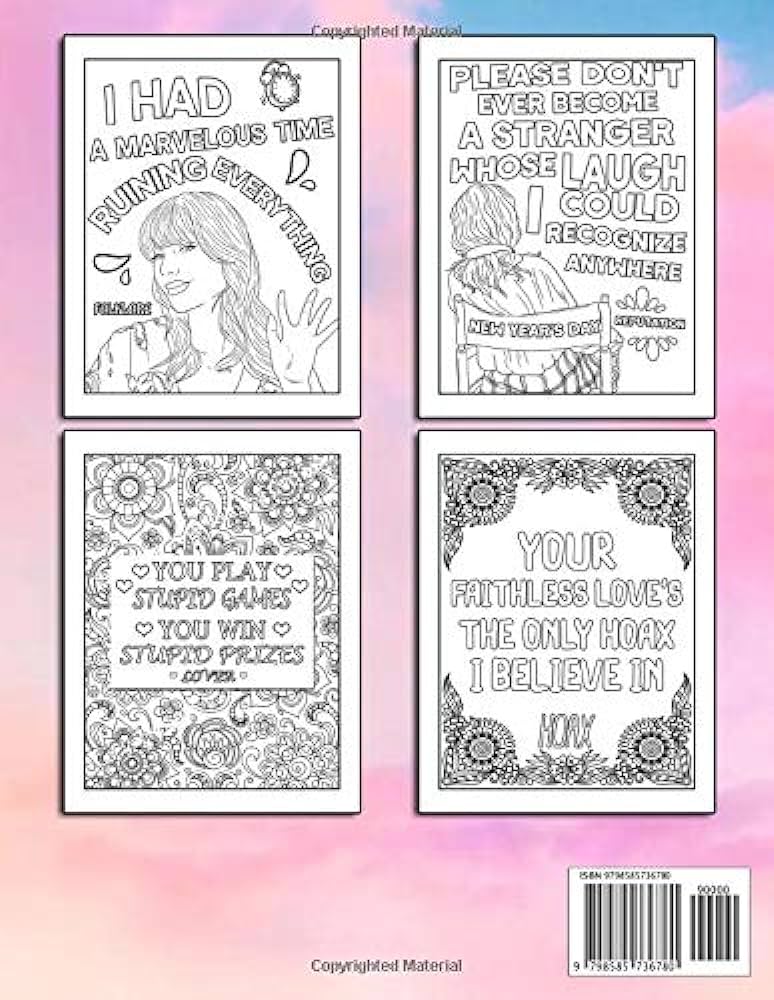 Taylor swift lyrics coloring book color and sing your favorite songs with the taylor swift coloring book for all fans and everyone relaxation gioia pamila books