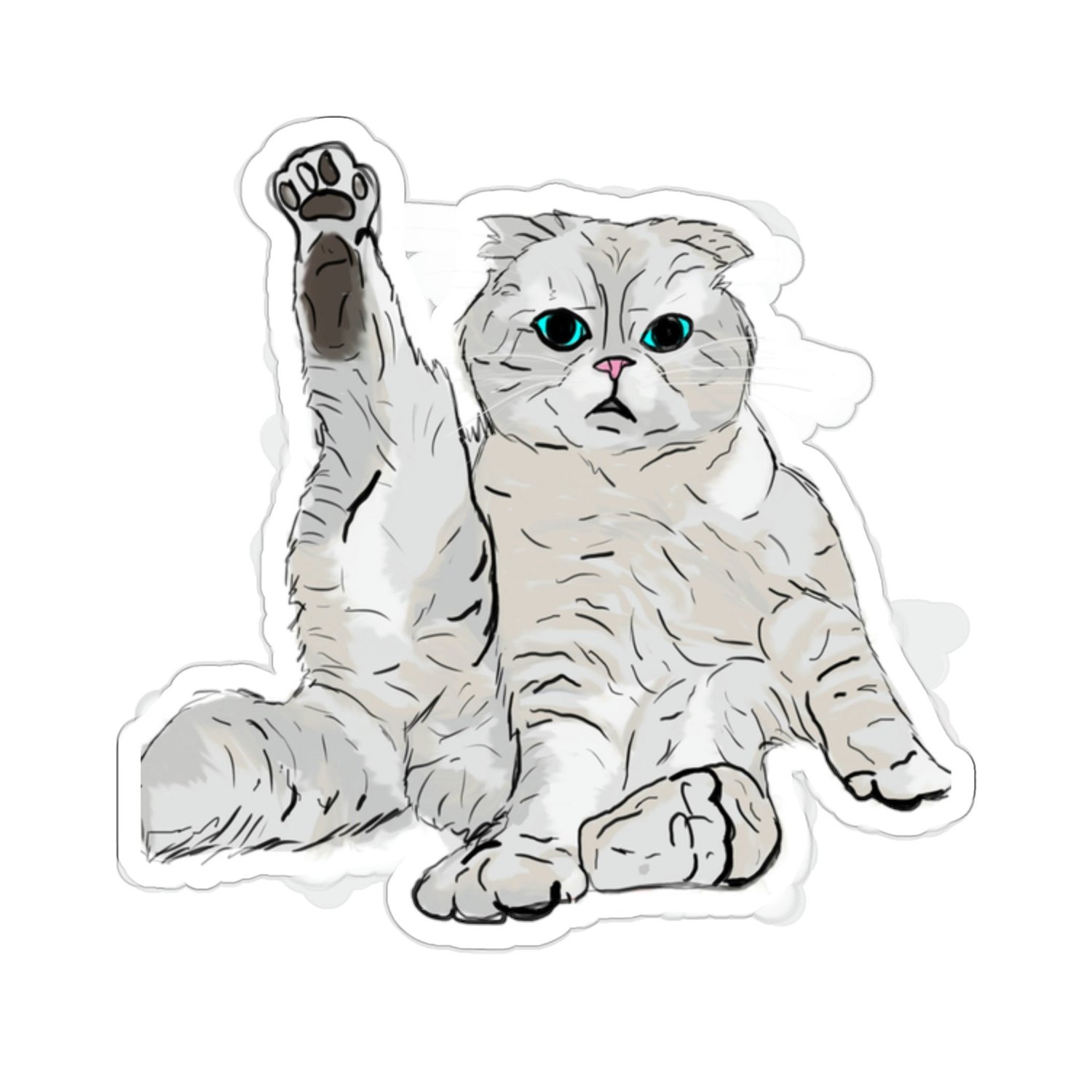 Olivia benson swift digitally drawn sticker of taylor swifts cat â jamie tarman fine art