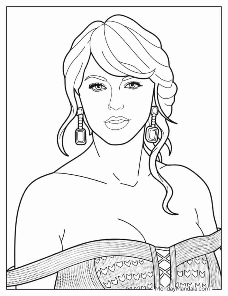 Taylor swift coloring pages free pdf printables