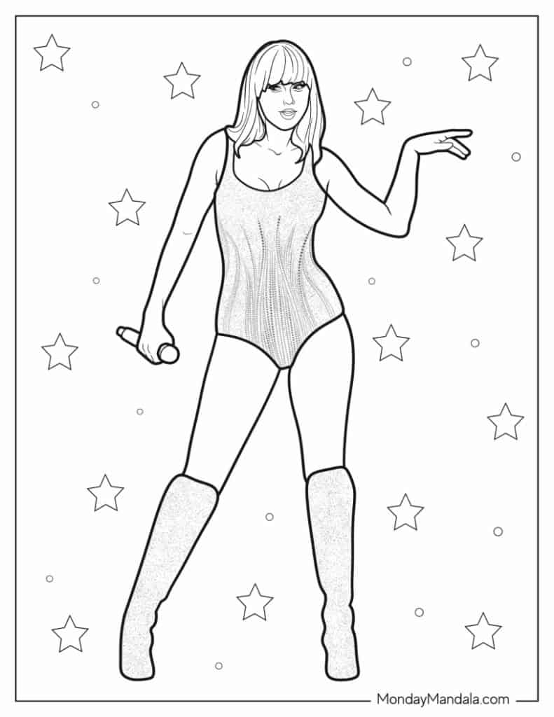 Taylor swift coloring pages free pdf printables