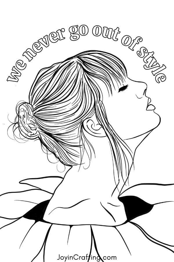 Printable taylor swift coloring page