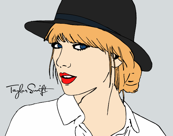 Colored page taylor swift with hat painted by user not registered