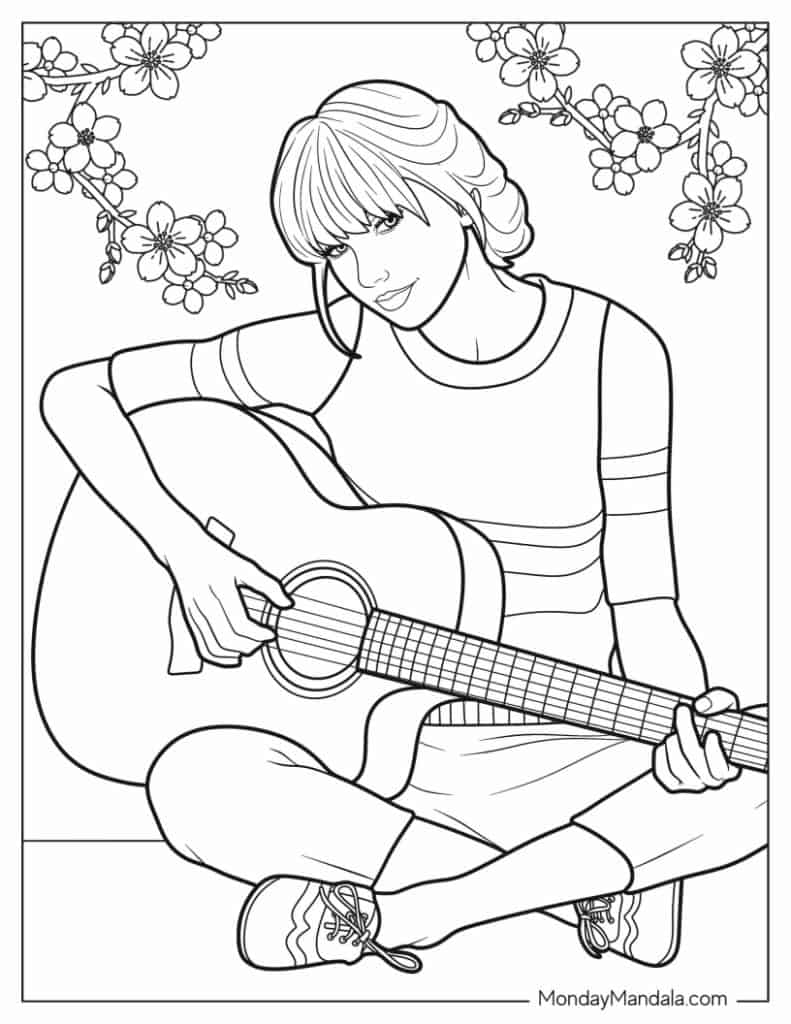 Taylor swift coloring pages free pdf printables