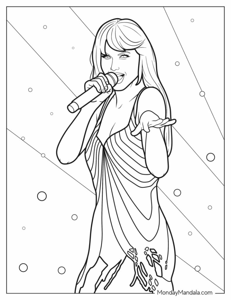 Taylor swift coloring pages free pdf printables