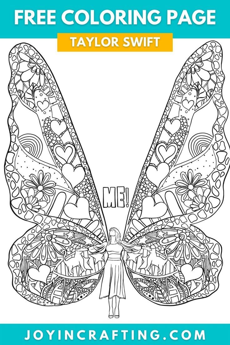 Taylor swift coloring page free printable sheet butterfly mural taylor swift taylor taylor swift book