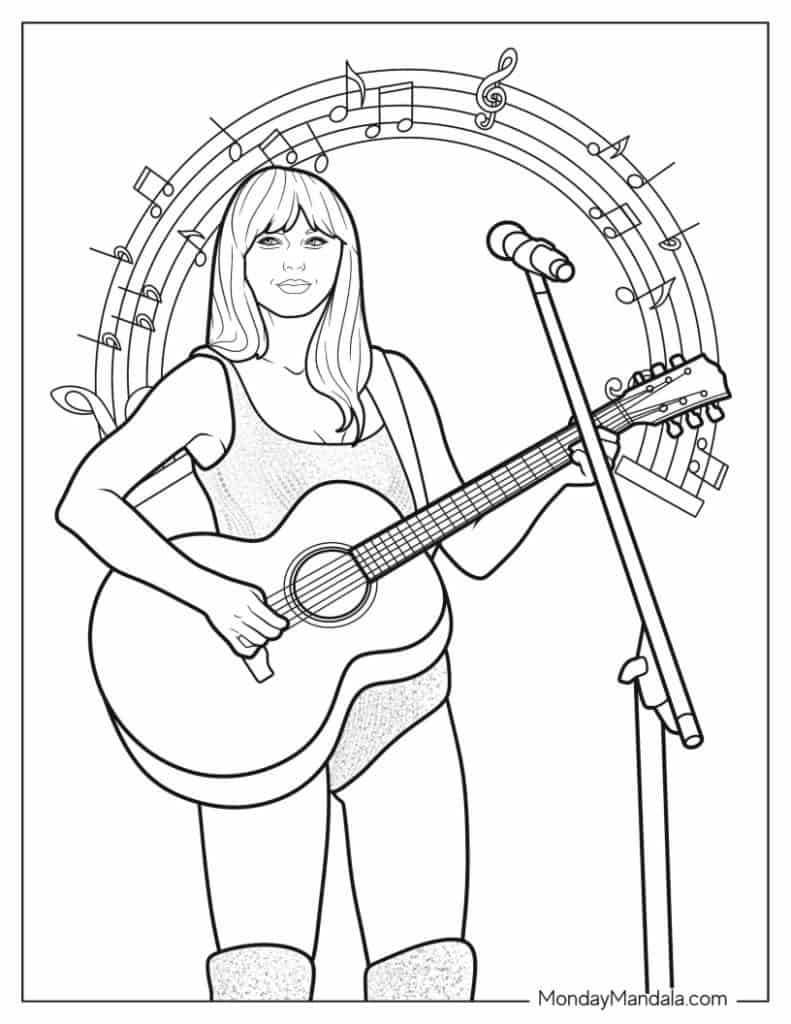 Taylor swift coloring pages free pdf printables