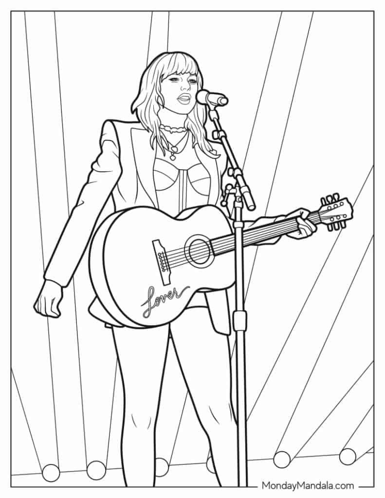 Taylor swift coloring pages free pdf printables