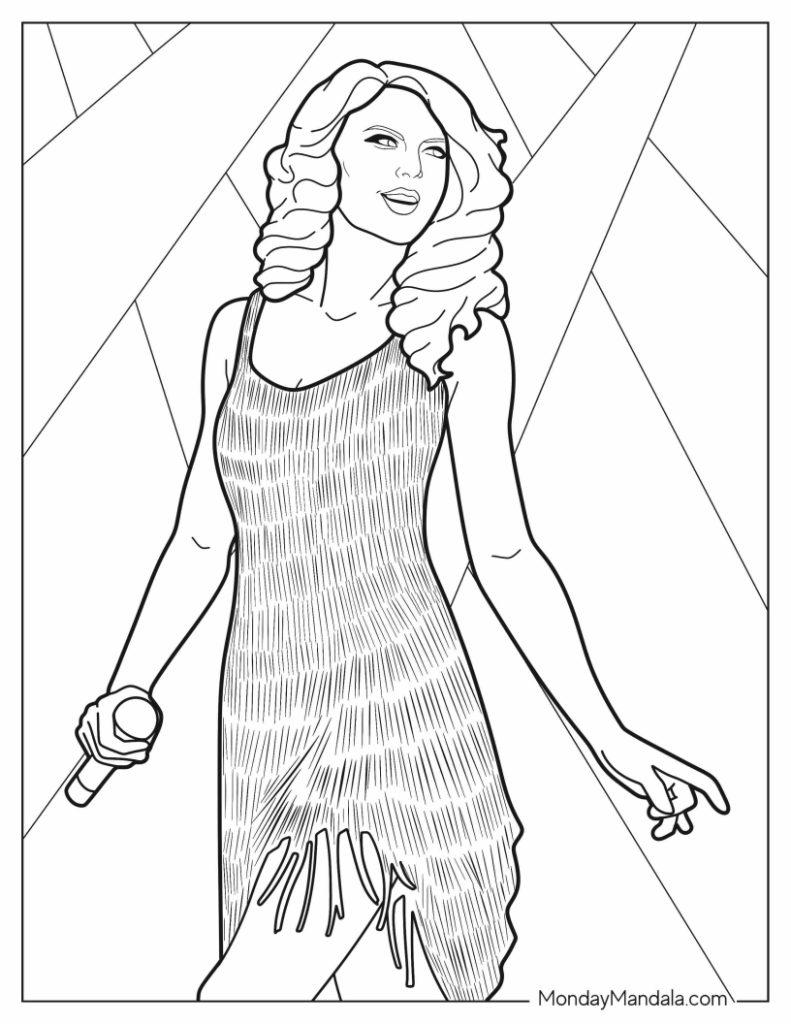 Taylor swift coloring pages free pdf printables