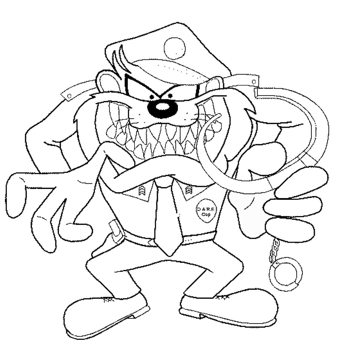 Taz police coloring page