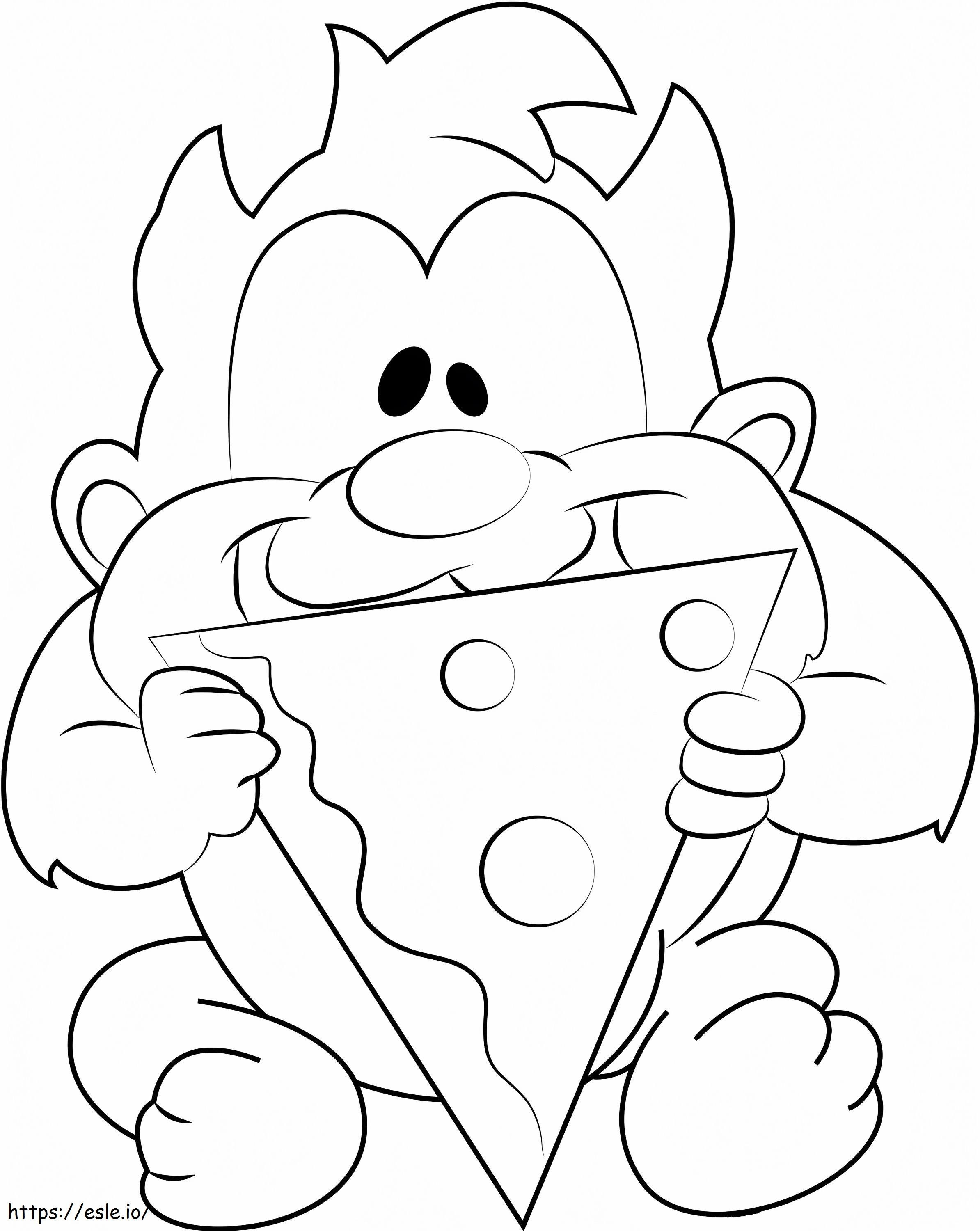 Baby taz eating pizza a coloring page