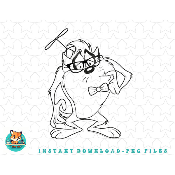 Looney tunes taz nerdy line art portrait png sublimation d