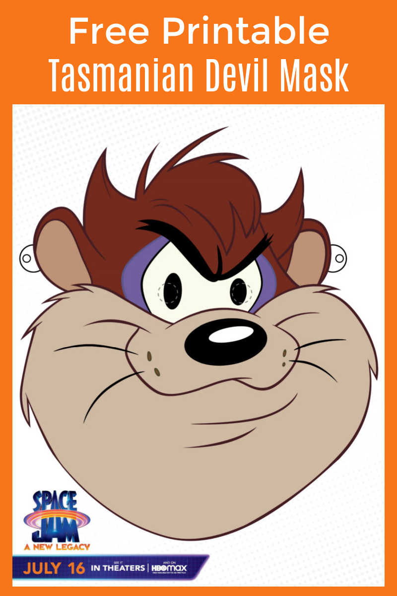 Free printable space jam taz mask craft