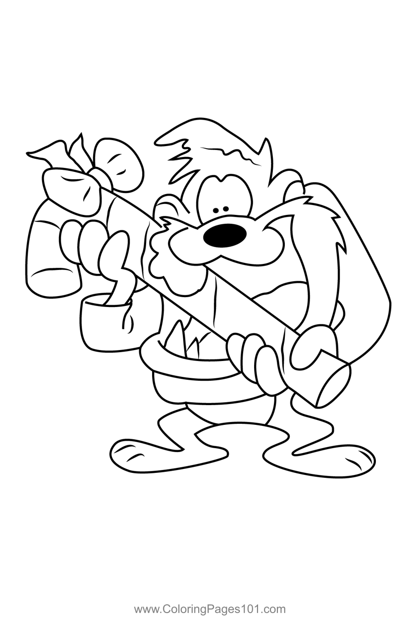 Taz devil with candy stick coloring page for kids