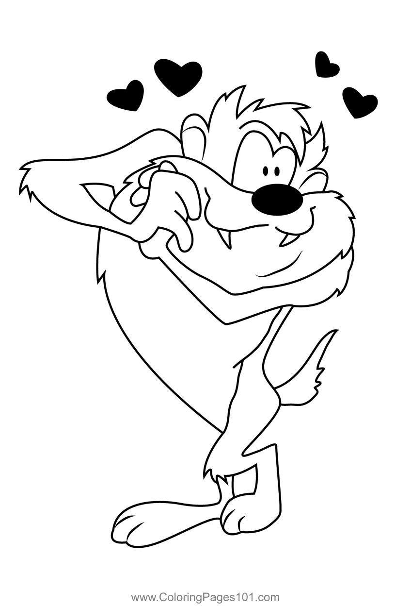 Tasmanian devil in love coloring page love coloring pages coloring pages tasmanian devil