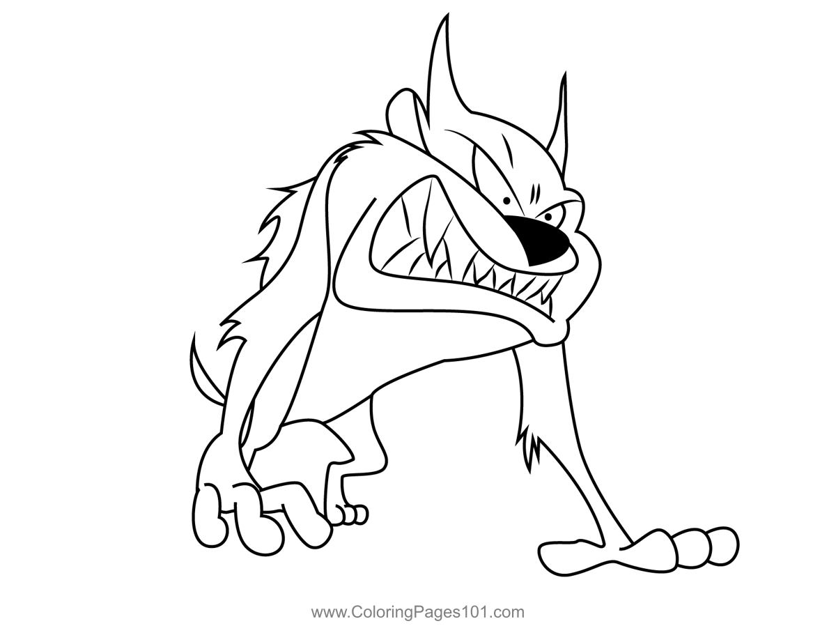 Furious tasmanian devil coloring page for kids