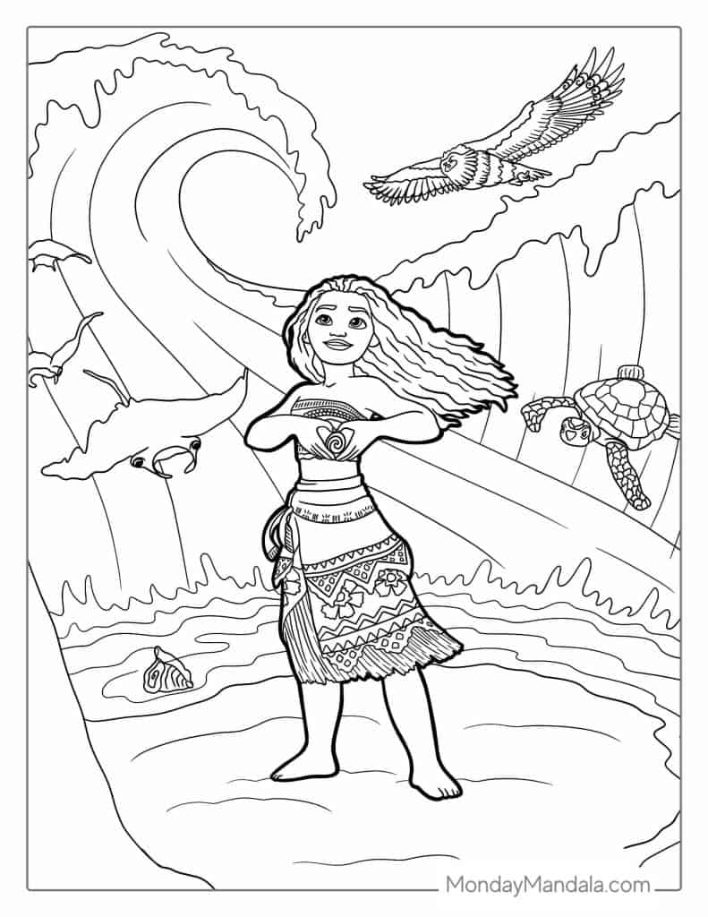 Moana coloring pages free pdf printables