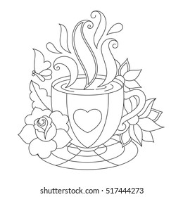 Thousand coffee cup coloring page royalty