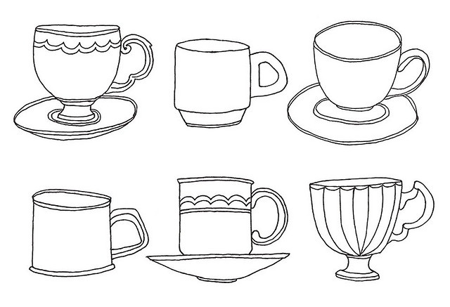 Tea cup drawing simple line drawings halloween edible crafts