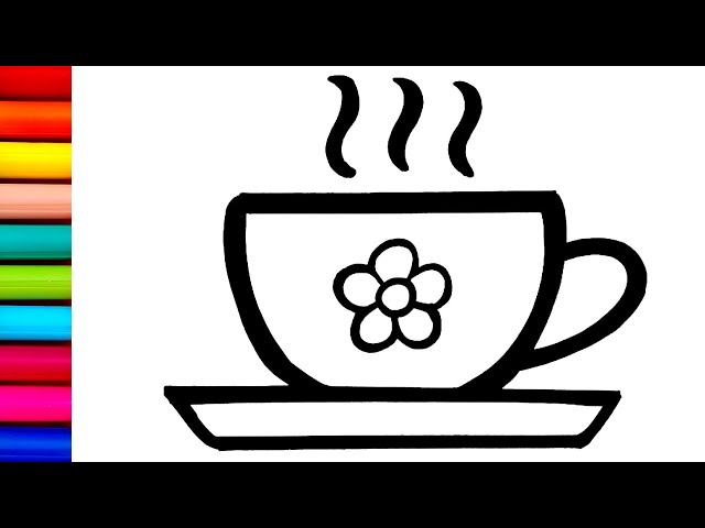 Teacup drawing colouring and painting for kids toddlers how to draw teacup drawing ðµ