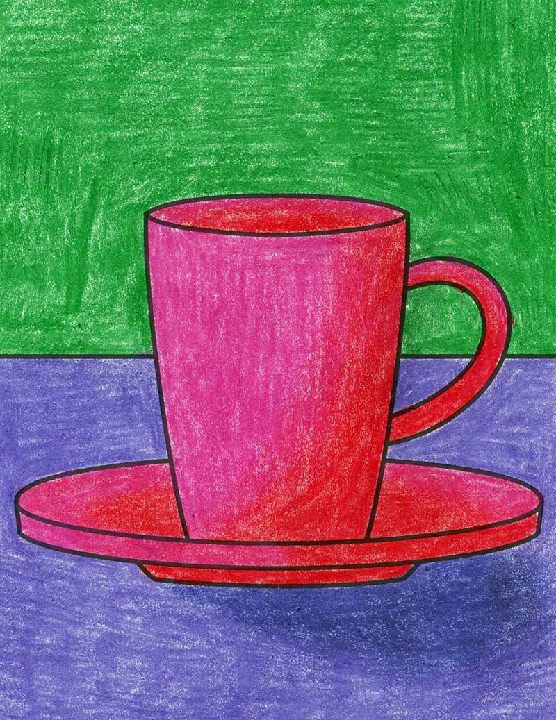 Easy how to draw a coffee cup tutorial