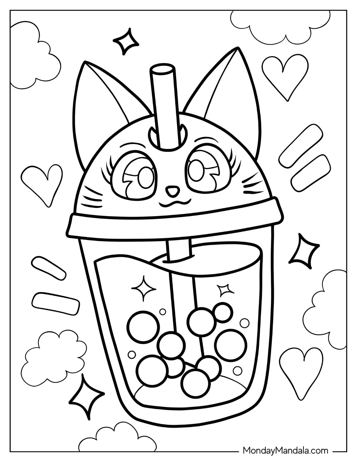 Boba tea coloring pages free pdf printables